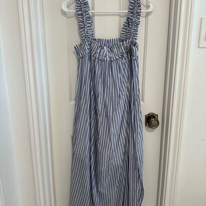 J. Crew cotton voile ruffle trim shift dress in stripe XS